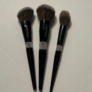 Kleancolor Black Makeup Brush Set with Rhinestone Bands - 3 Piece